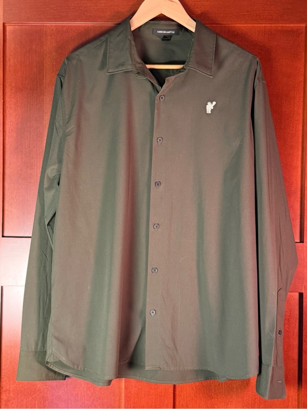 Mercer + Mettle Men’s XL Olive Green Stretch Button Down Moose Logo Shirt